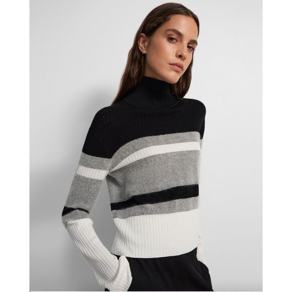 Womens Theory Cropped Turtleneck in Double Knit Silk Cotton Size P Small - Picture 1 of 8